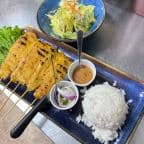 Best Chicken Sate with white jasmine rice and side salad. in Costa Mesa, CA
